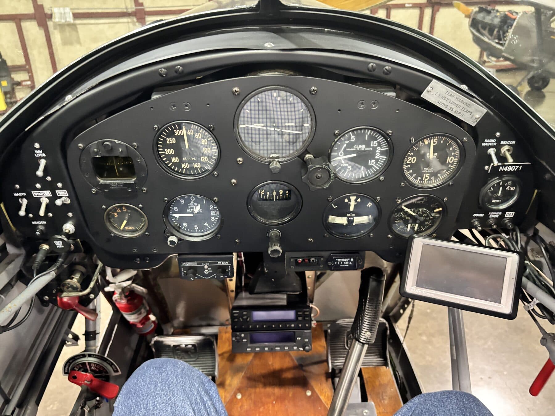 The tandem cockpit and instrument panel of PT-26 Cornell N49071